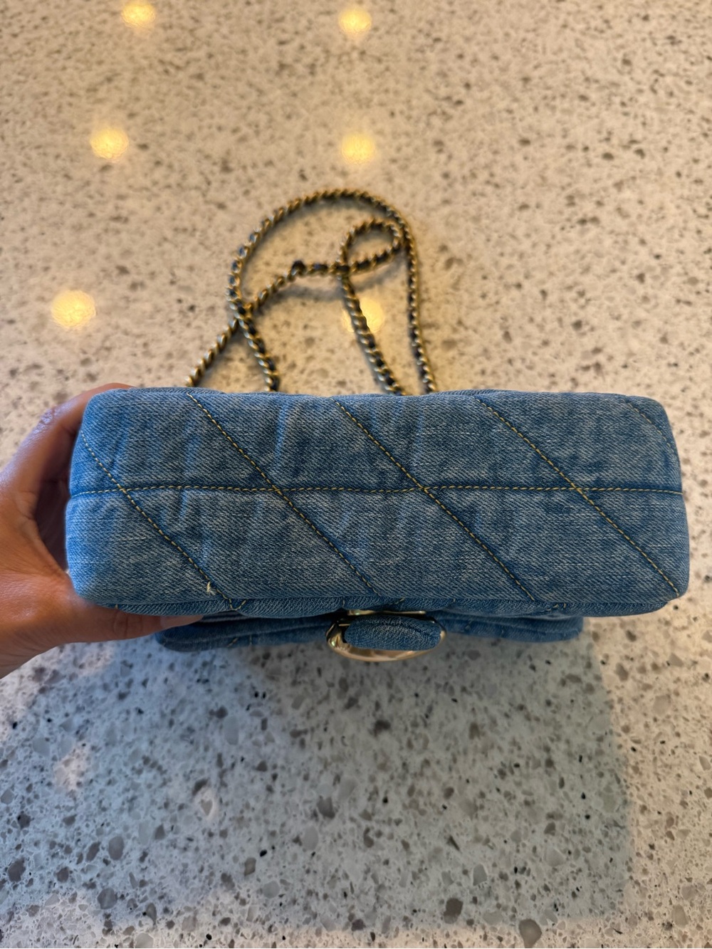 Coach Quilted Denim Shoulder Bag with Gold 'C' Hardware - Picture 9 of 13